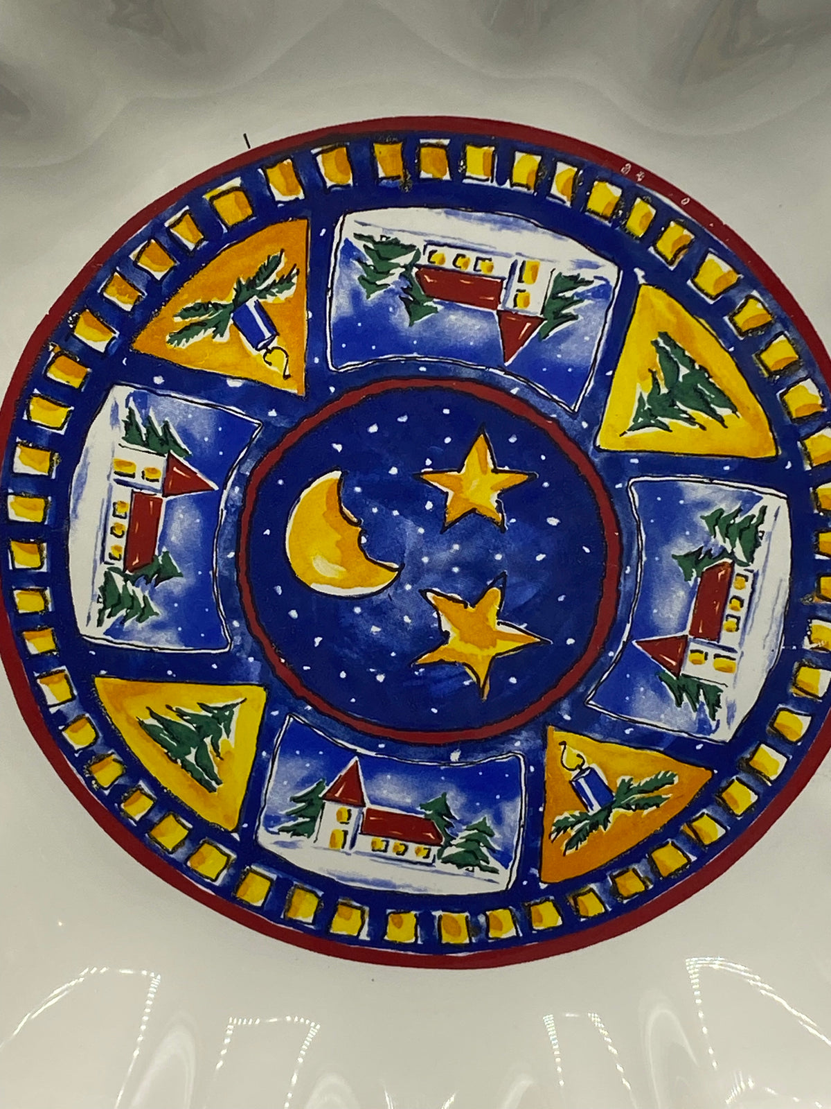 Grande coupe étoile vintage, décor de Noël avec lune et étoiles