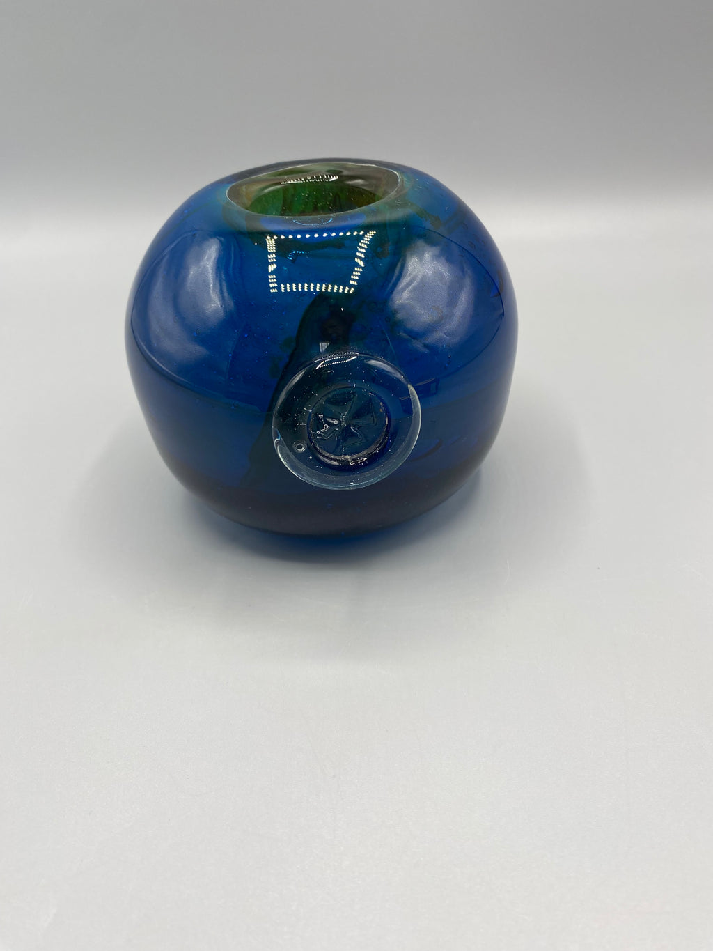 Soliflore boule Mdina Glass en verre soufflé bleu cobalt et vert