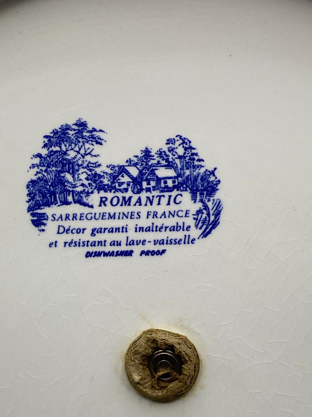 Poignée centrale en métal du plateau à fromage Sarreguemines
