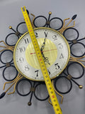 Horloge murale JAZ Transistor des années 1960 en métal noir et doré