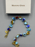 Bracelet Murano Mosaic millefiori bleu ciel, détail des perles