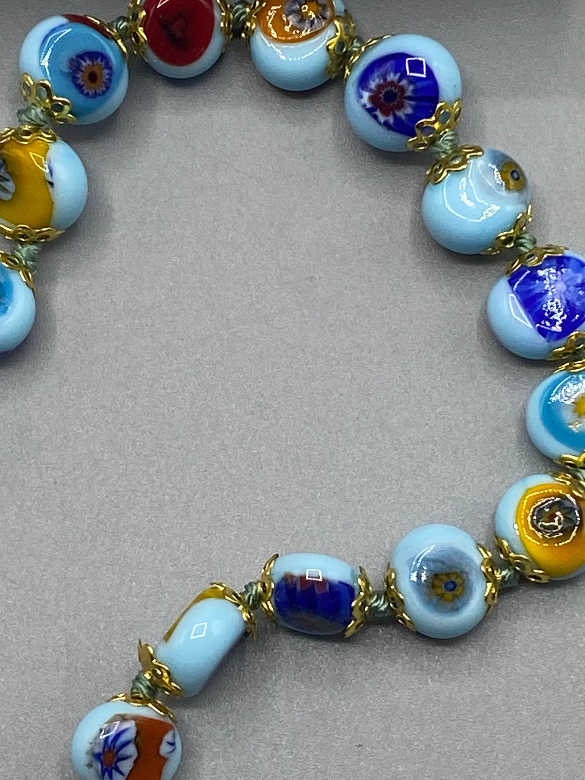 Bracelet Murano Mosaic millefiori bleu ciel dans son coffret