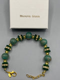 Bracelet Raffinato Golden Sparkles Green en verre de Murano dans son coffret