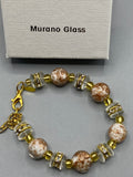 Bracelet Raffinato Golden Sparkles White en verre de Murano blanc et cuivre
