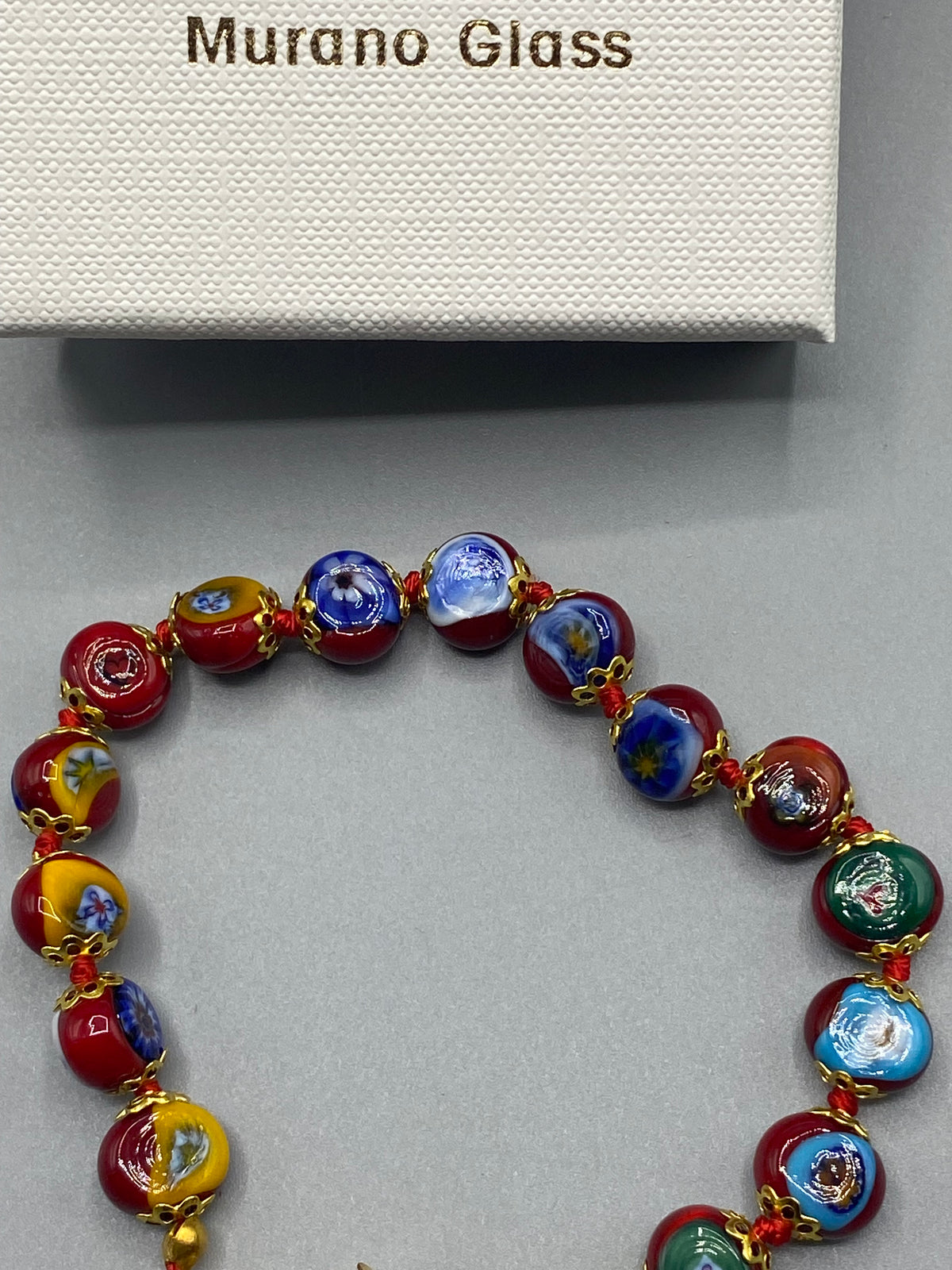 Bracelet Murano Mosaic millefiori rouge avec son coffret