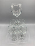 Ensemble de cinq verres à vin ballon vintage en verre transparent